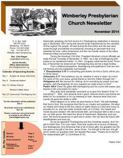 Wimberley Presbyterian Church Newsletter November 2014