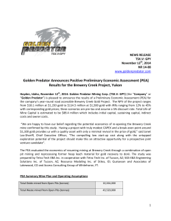 Golden Predator Announces Positive Preliminary Economic Assessment (PEA)