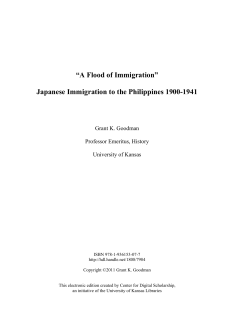“A Flood of Immigration” Japanese Immigration to the Philippines 1900-1941