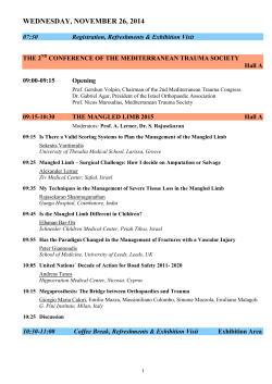 WEDNESDAY, NOVEMBER 26, 2014 07:30  Registration, Refreshments &amp; Exhibition Visit