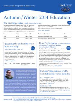 Autumn/Winter  2014 Education - The Gut Imperative Professional Supplement Specialists