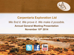 Carpentaria Exploration Ltd Annual General Meeting Presentation November 10