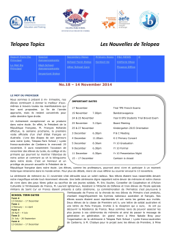 Telopea Topics         ... No.18 – 14 November 2014