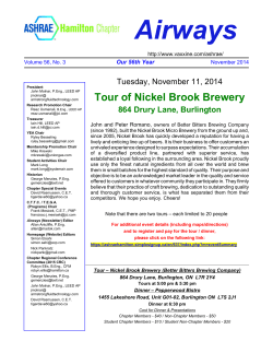 Airways Tour of Nickel Brook Brewery Tuesday, November 11, 2014