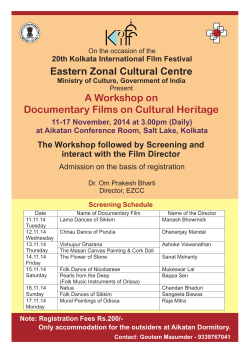 Eastern Zonal Cultural Centre A Workshop on Documentary Films on Cultural Heritage