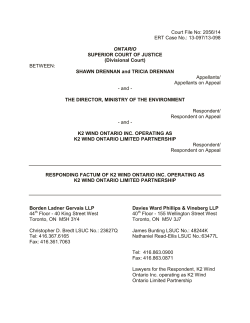 Court File No: 2056/14 ERT Case No.: 13-097/13-098 BETWEEN: Appellants/
