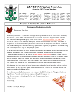 KENTWOOD HIGH SCHOOL November 2014 Parent Newsletter