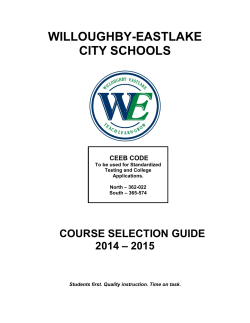 WILLOUGHBY-EASTLAKE CITY SCHOOLS COURSE SELECTION GUIDE – 2015