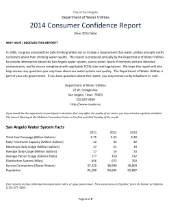 2014 Consumer Confidence Report Department of Water Utilities