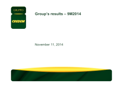 Group’s results – 9M2014 November 11, 2014