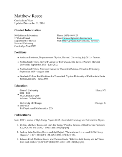 Matthew Reece Contact Information Curriculum Vitae Updated November 11, 2014
