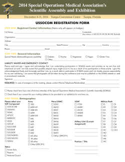2014 Special Operations Medical Association’s Scientific Assembly and Exhibition USSOCOM REGISTRATION FORM