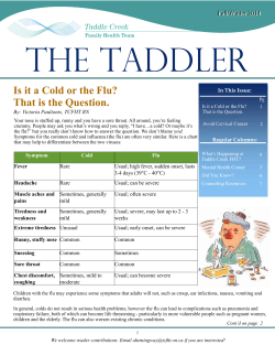 THE TADDLER Is it a Cold or the Flu? Fall/Winter 2014