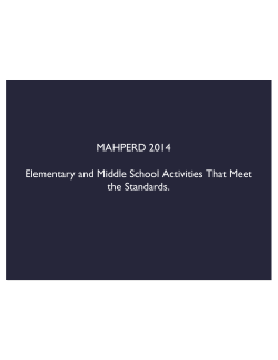 MAHPERD 2014 Elementary and Middle School Activities That Meet the Standards.