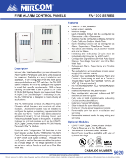 FIRE ALARM CONTROL PANELS FA-1000 SERIES