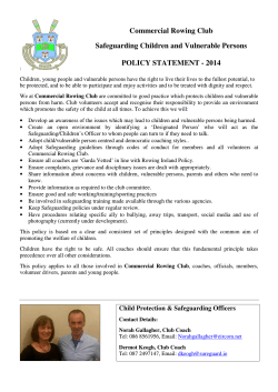 Commercial Rowing Club Safeguarding Children and Vulnerable Persons  POLICY STATEMENT - 2014