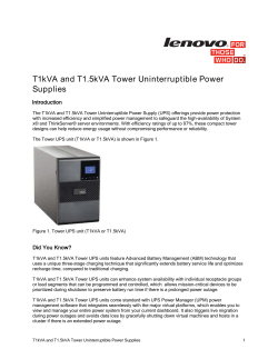 T1kVA and T1.5kVA Tower Uninterruptible Power Supplies Introduction