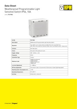 Data Sheet Weatherproof Programmable Light Sensitive Switch IP56, 10A
