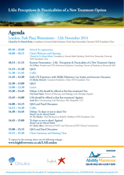 Agenda London, Park Plaza Westminster - 12th November 2014 09.30 – 10.00
