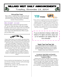 Millard west daily announcements Tuesday, November 18, 2014