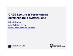 CASE Lecture 5: Paraphrasing, i i &amp; th