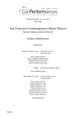 San Francisco Contemporary Music Players Project TenFourteen Steven Schick, Artistic Director