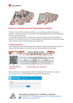 How to use the Bitcoin Suisse AG ‘Physical Bitcoin Certificate’