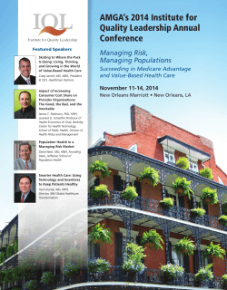 AMGA’s 2014 Institute for Quality Leadership Annual Conference Managing Risk,