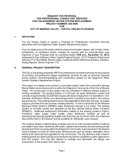 REQUEST FOR PROPOSAL FOR PROFESSIONAL CONSULTANT SERVICES PROJECT NUMBER: 804 0009