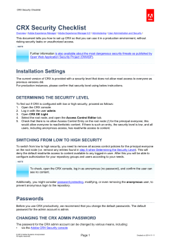 CRX Security Checklist Page 1