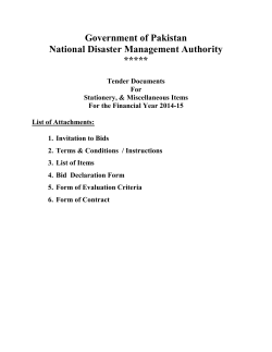 Government of Pakistan National Disaster Management Authority *****