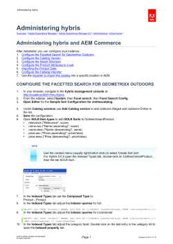 Administering hybris Administering hybris and AEM Commerce