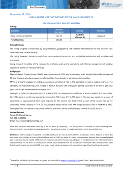 Brief Rationale November 12, 2014 MASTANA FOODS PRIVATE LIMITED