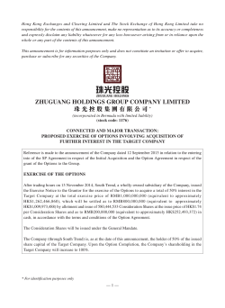Hong Kong Exchanges and Clearing Limited and The Stock Exchange... responsibility for the contents of this announcement, make no representation...