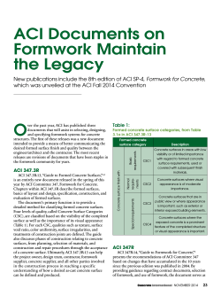 O ACI Documents on Formwork Maintain the Legacy