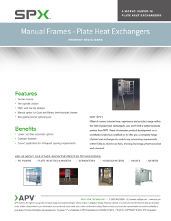 Manual Frames - Plate Heat Exchangers Features