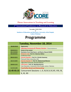 Programme Tuesday, November 18, 2014