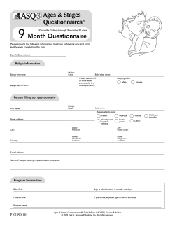 9 Month Questionnaire Ages &amp; Stages Questionnaires