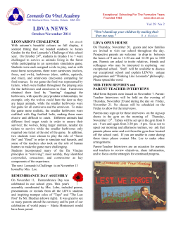 LDVA NEWS  Leonardo Da Vinci Academy October/November 2014