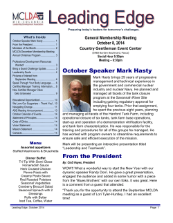 General Membership Meeting October 8, 2014 What’s Inside