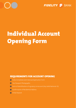 Individual Account Opening Form REQUIREMENTS FOR ACCOUNT OPENING