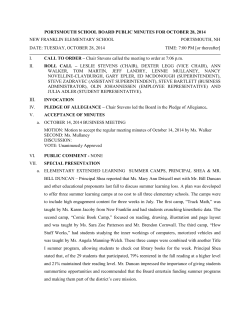 PORTSMOUTH SCHOOL BOARD PUBLIC MINUTES FOR OCTOBER 28, 2014  PORTSMOUTH, NH