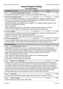James Hargest College Meetings / Practices 2014 Daily Notices Where