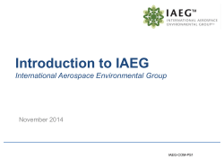 Introduction to IAEG International Aerospace Environmental Group November 2014