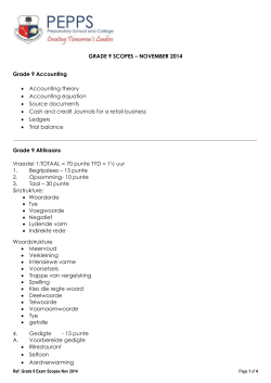 GRADE 9 SCOPES – NOVEMBER 2014 Grade 9 Accounting  