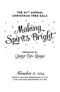Making Spirits Bright Junior Civic League November 15, 2014