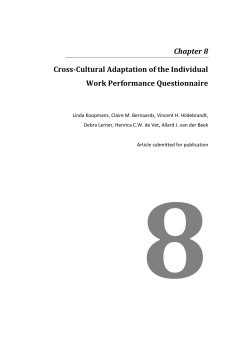 Chapter 8 Cross-Cultural Adaptation of the Individual Work Performance Questionnaire