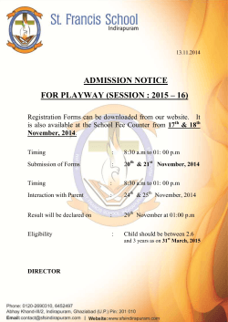 ADMISSION NOTICE FOR PLAYWAY (SESSION : 2015 – 16)