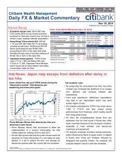 Daily FX &amp; Market Commentary Market Recap Nov 19, 2014