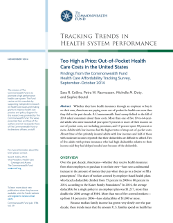Tracking Trends in Health system performance Too High a Price: Out-of-Pocket Health